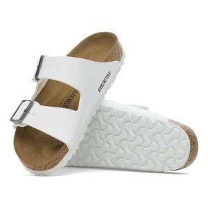 Birkenstock White Arizona Two-Strap Slide Sandals